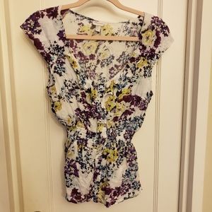 Dynamite Ruffle Floral Sleeveless Peplum Blouse